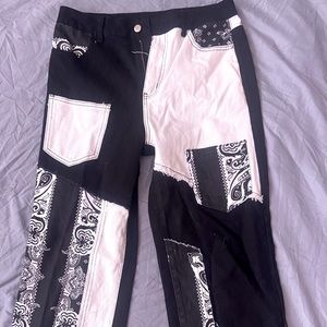Bandana Patchwork Baggy Denim Jeans